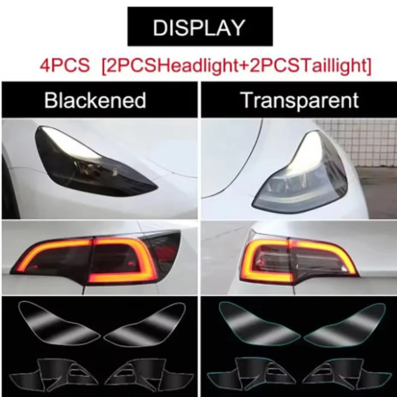 For Tesla Model Y 2017–2023 TPU Protective Films for Blackened Headlights Front Fog Lights and Rear Fog Lights Color-Changi view 4