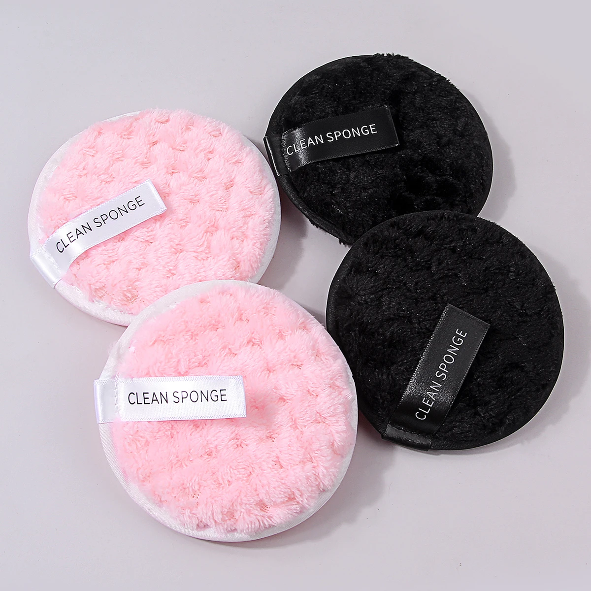 4Pcs Microfiber Reusable Pads, Soft Fluffy Cleansing Puff, Washable Loose Powder Puff, Wet Dry Dual Use Makeup Tools