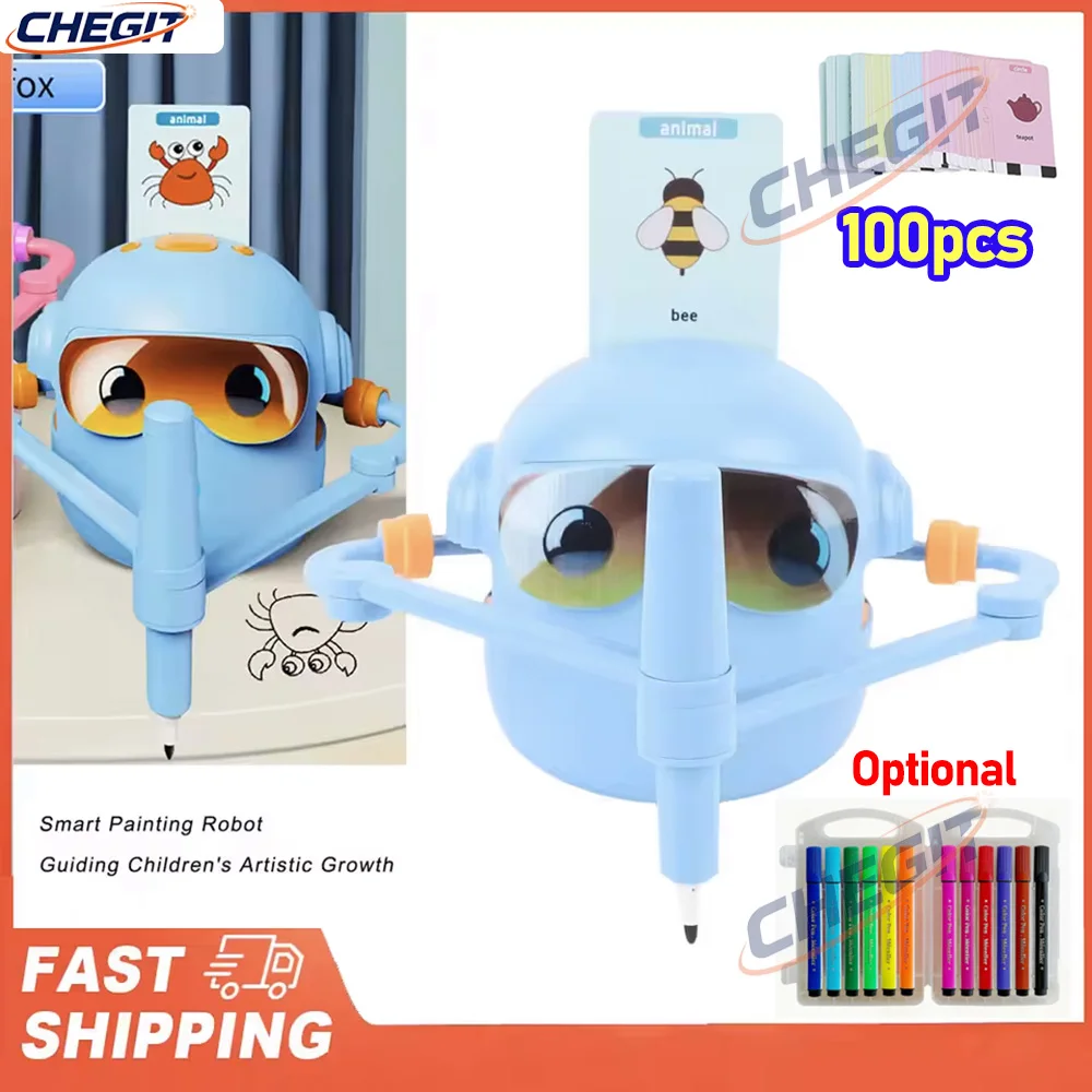 Nowy Automatyczny Inteligentny Robot Rysujący Edukacyjny Robot Rysujący Pomoc Dydaktyczna dla Dzieci Zabawka Maszynowa Niebieski/Różowy