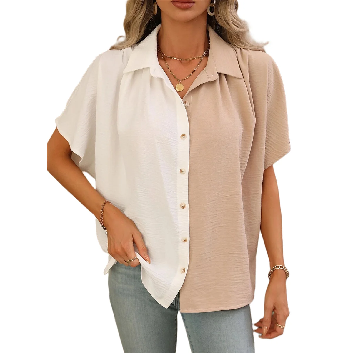 

Женские повседневные блузки классического кроя на пуговицах с коротким рукавом, гавайские футболки для пляжного отдыха, белая булавка S