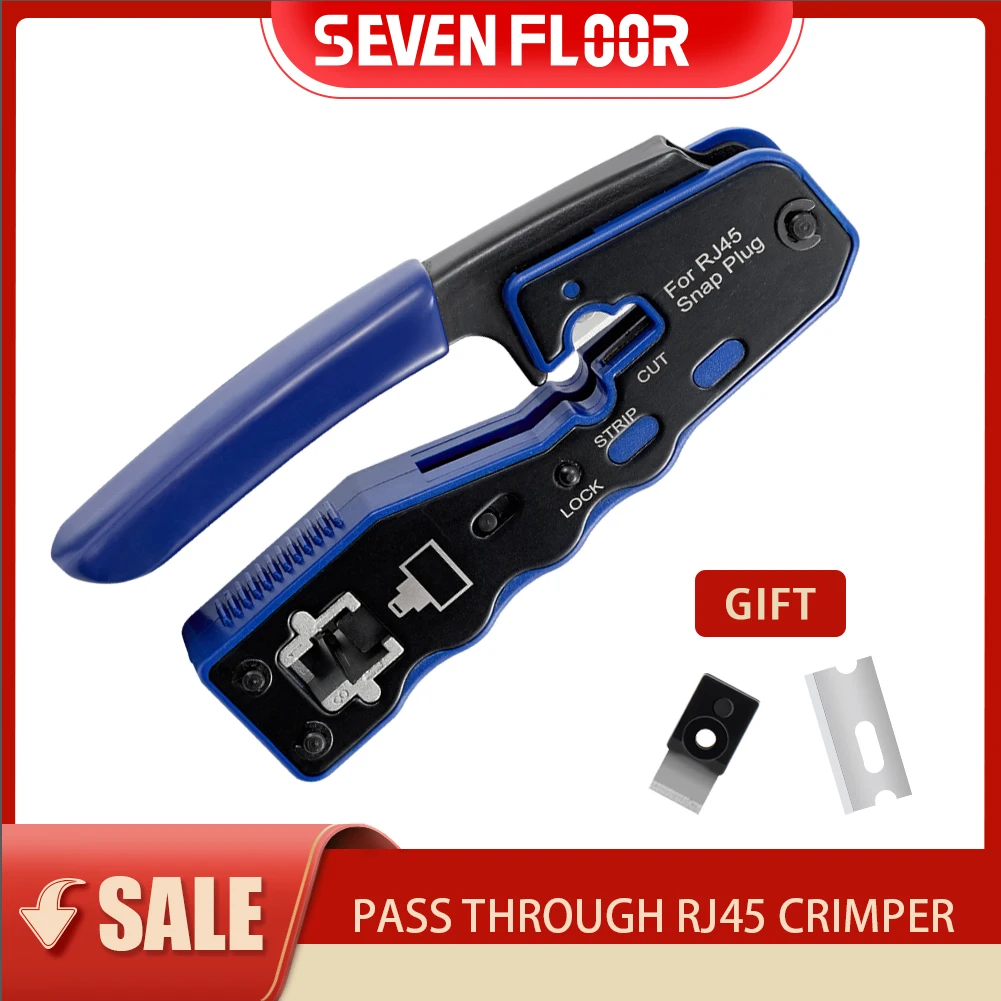 

Обжимной инструмент RJ45, проходной обжимной инструмент для зачистки проводов Cat6a Cat6 Cat5 8P8C, модульный разъем Ethernet, универсальный инструмент для проводов