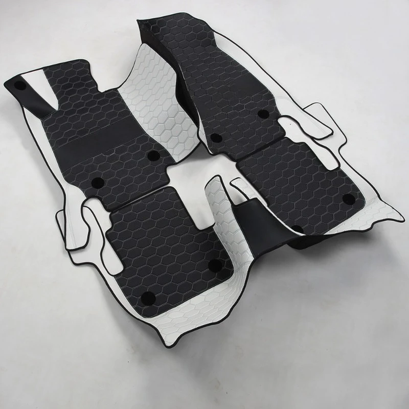 OEM ODM Youthful Design Personalized Style Nappa Leather All Seasons Geometric Pattern 10mm Thick Full Set Car Floor Mats