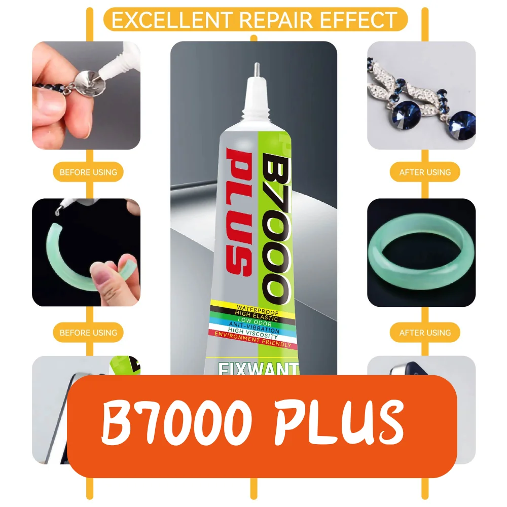 B7000 פלוס ברור טלפון תיקון דבק זכוכית אוניברסלי עמ p פה ד abd pvc בד יהלום דבק 15 מ