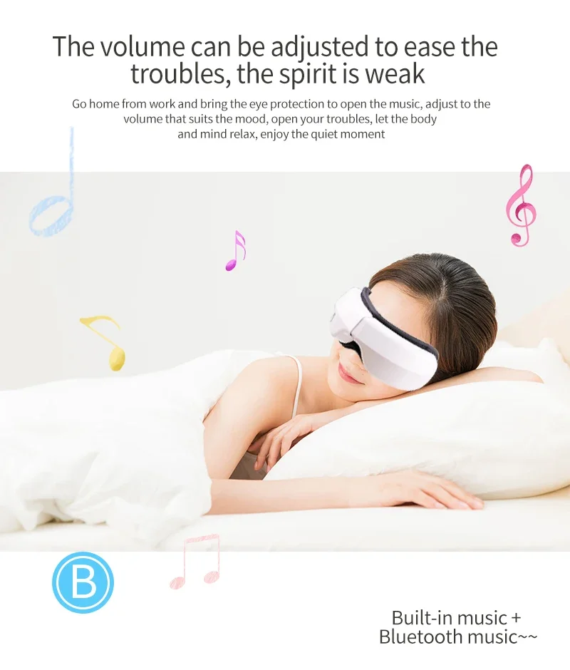 Smart Foldable Eye Massager Rechargeable Bluetooth Eye Mask Vibration Massage Relieve Fatigue Portable Eye Relax Care Device