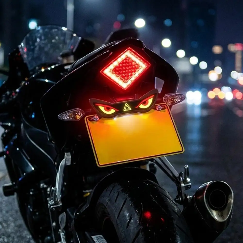 Devil Eye LED License Plate Light  Waterproof High Brightness Warning Lamp For Motorcycle E-bike Scooter Night Safety Accessory