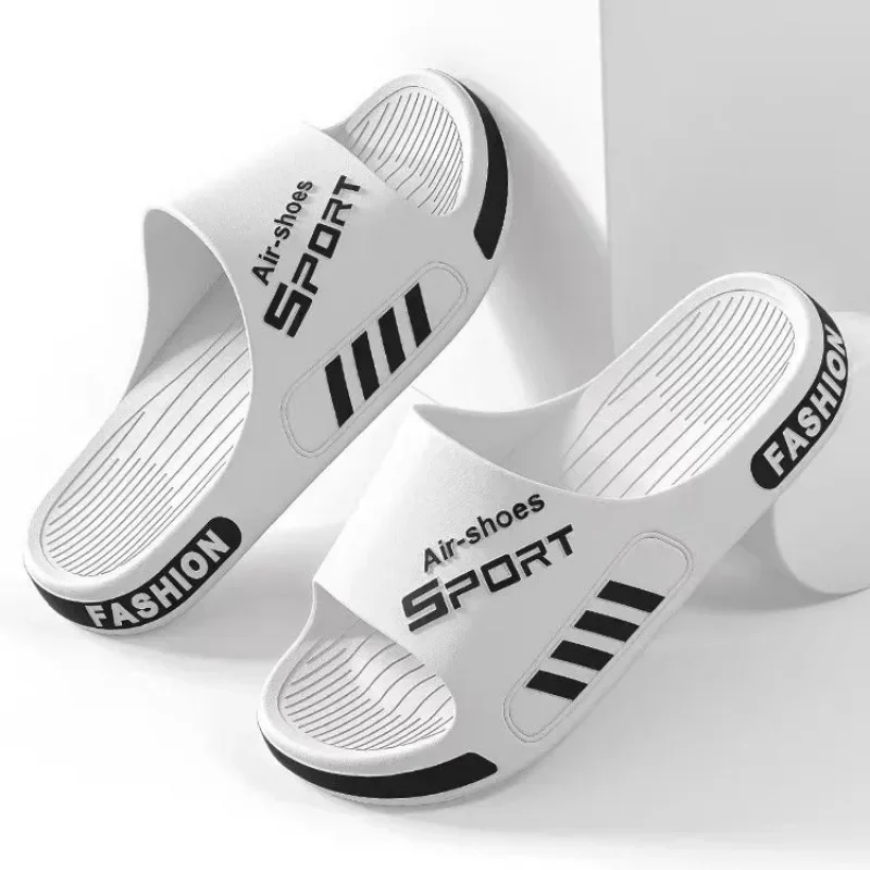 

Pop Slippers For Men 2024 Summer PVC Soft Sole Non-slip Slides Outdoor Casual Beach Shoes Men's Sandals Bathroom Home Flip Flop