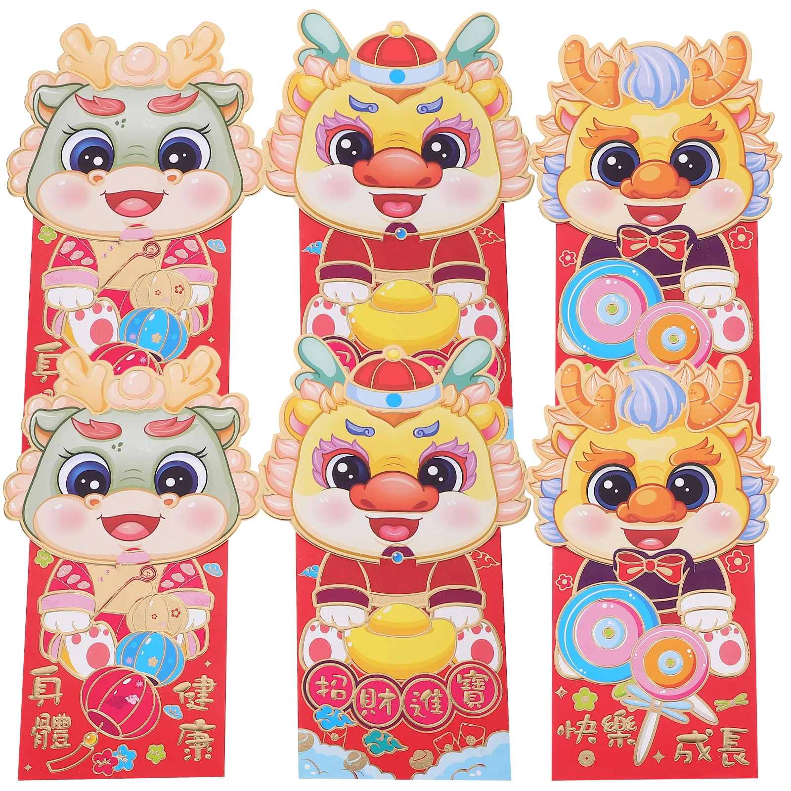 6 pz Drago Anno Buste Rosse 2024 Capodanno Cinese Tasca Dei Soldi Hongbao Lucky Red Pacchetti Festival Sacchetto Regalo Stile Del Fumetto