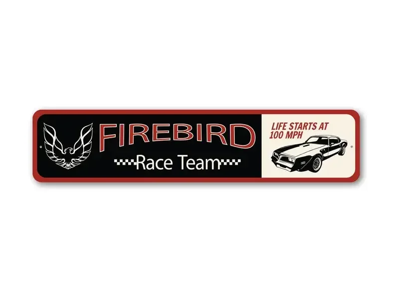 Firebird Race Team Sign, Pontiac Firebird, Vintage Firebird Gift, American Muscle Car, Vintage Car Lover, Quality Metal Sign