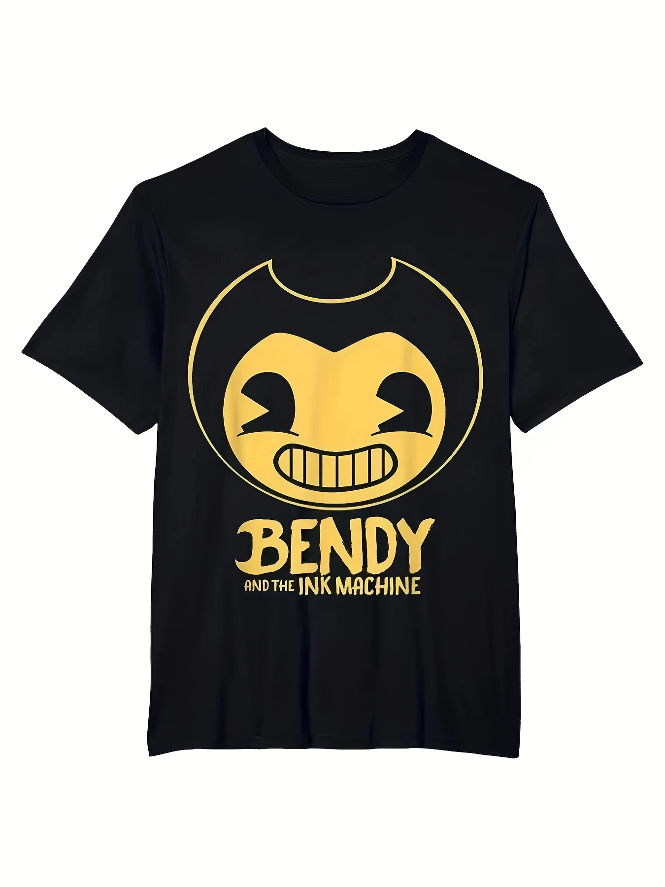 Unisex Curved Face and Inkjet Printer Graphic T-Shirt Horror Game  Curved Face Design Heavyweight Pure Cotton Fabric Casual Wear