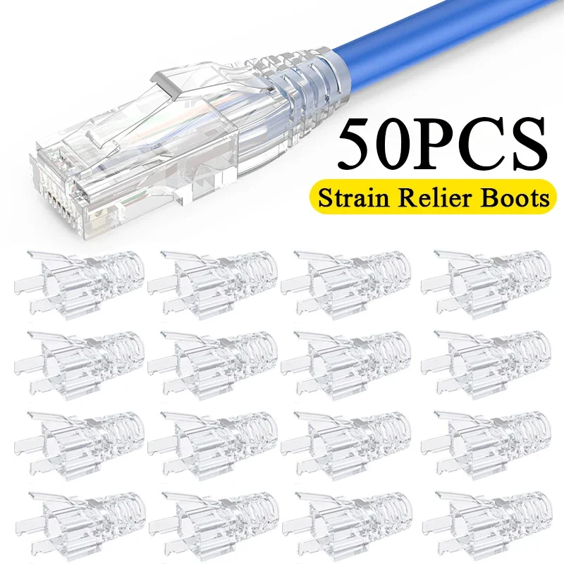 Transparent RJ45 Plug Ethernet Network Cable Connector Boots Cover Strain Relief Boot Cat5e Cat6 Protective Caps for Laptop