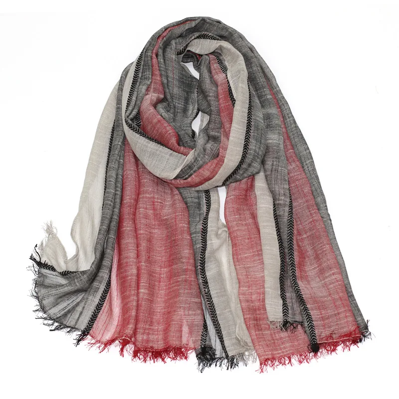 Women Color Block Scarf Versatile Travel Sun Protection Shawl Beach Multi Purpose Wrap For Spring Autumn