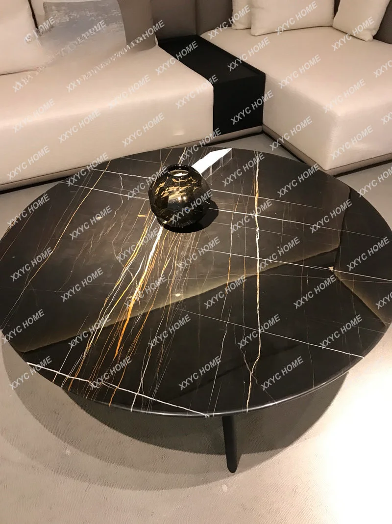 Lauren Black Gold Natural Marble Tea Table Post-Modern Light Luxury and Simplicity Tea Table Nordic Small Apartment Living Room