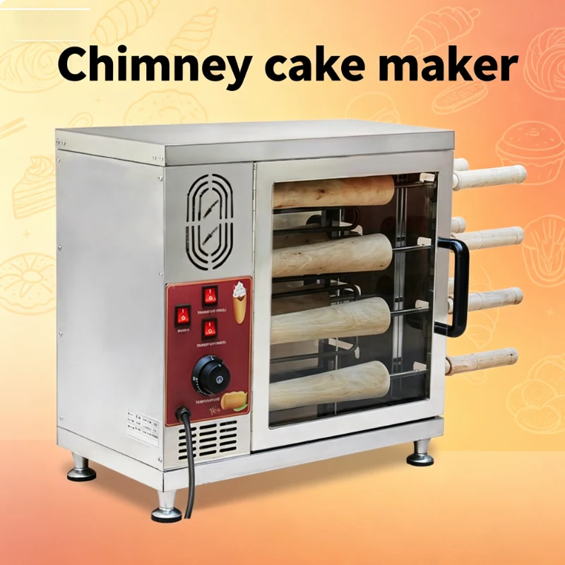 Wholesale Food Processing Commercial Automatic Electric Chimney Roll Cake Oven Wooden Stick Bread Rolling Baking Machine