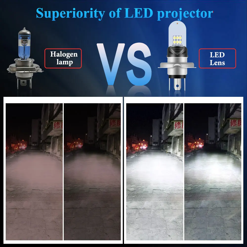 1PCS motorcycle light H4 BA20D P15D 3030LED Near and far light super bright warning light Motorcycle spotlights Universal 12V