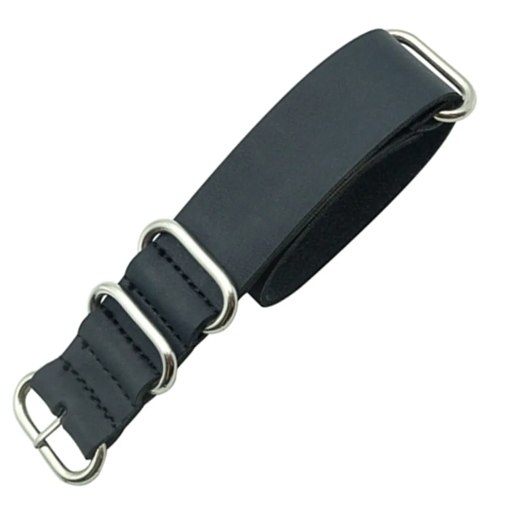 Leather Watchband Watch Band Strap 18mm 20mm 22mm 24mm Sliver Ring Buckle Men Women High Quality Watch Accessories