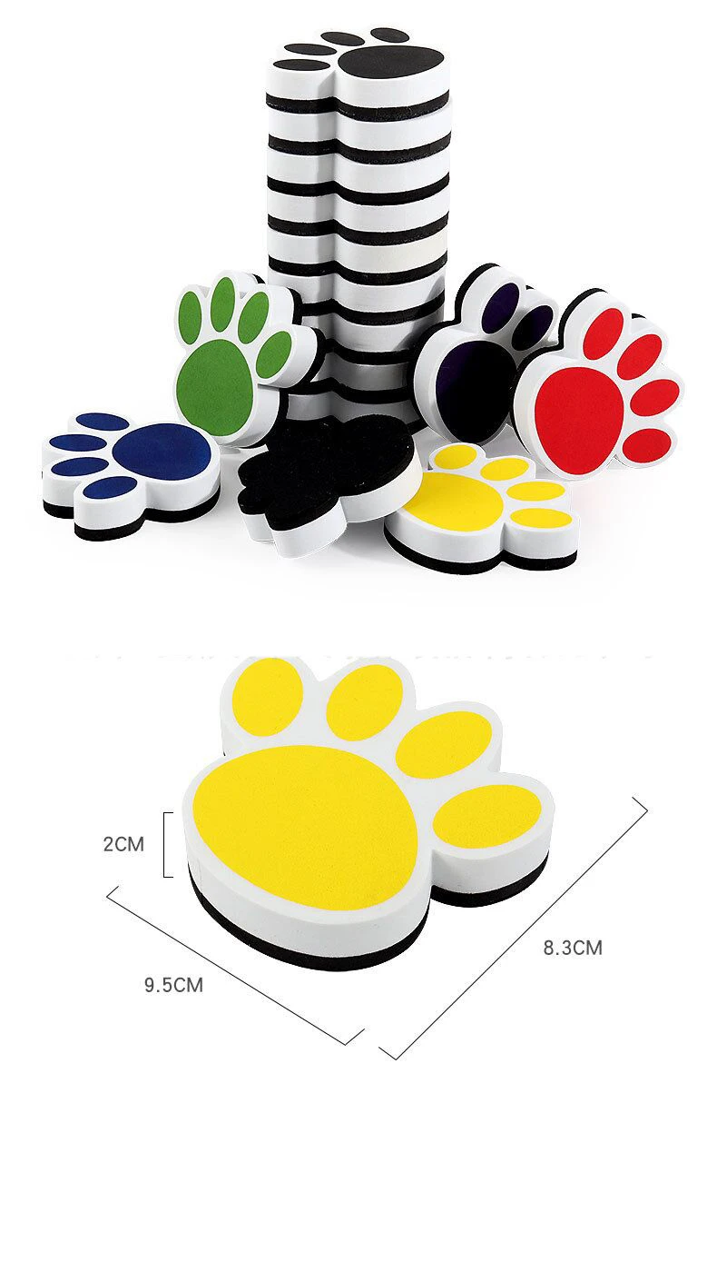 Cartoon Dog Footprints Magnetic Eraser for WhiteBoard Dry Eraser Basketball Football Star