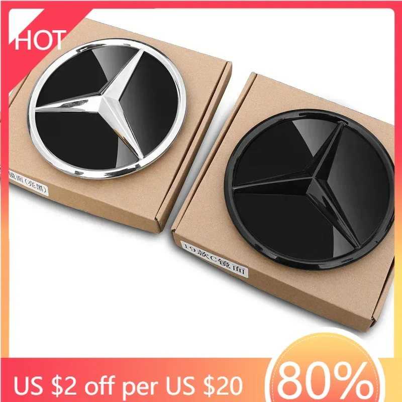 

Колпаки ступицы 3d Chrome Black Star Logo Автомобильная передняя решетка эмблема для Mercedes Benz W205 W212 W207 A B C E SLK GLK CLA CLS Viano GL ML