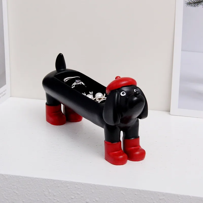 Adorable Wurst Dog Ring Holder Ornament Earrings Stud Jewelry Accessories Storage Box Sponge Ring Holder Gift for Girls
