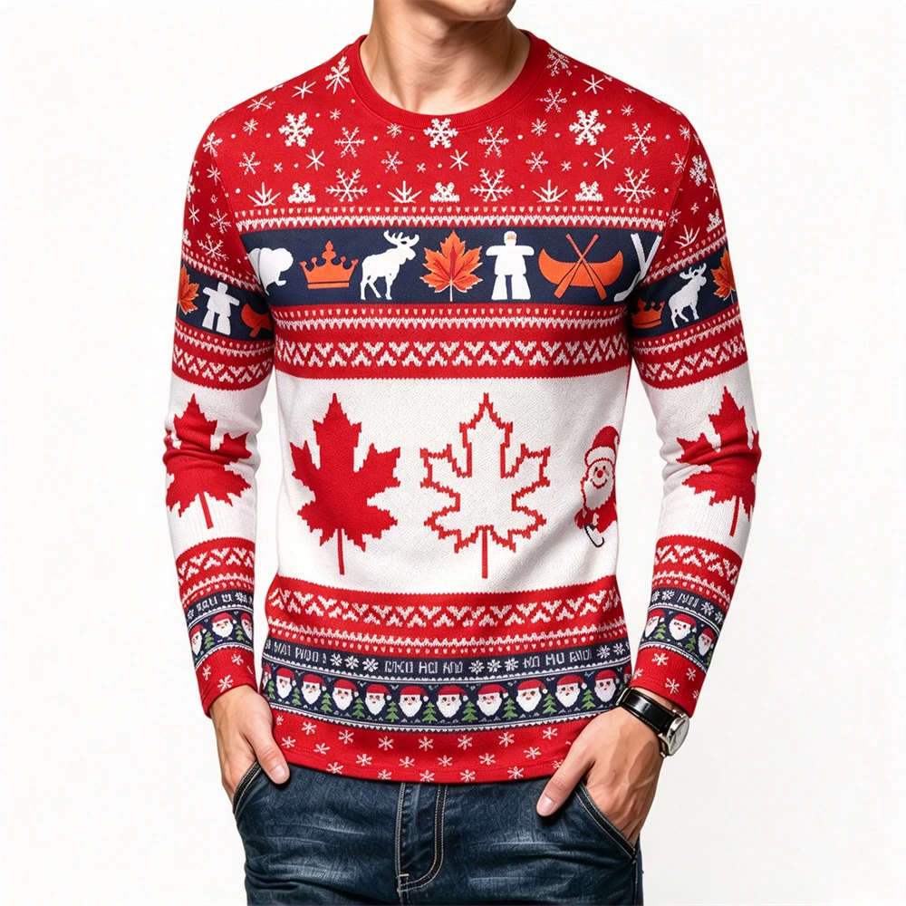 Christmas Style Men's Long Sleeve T-shirt Funny Santa Claus Print 3D Tees Autumn Casual O-neck Cotton Top Fashion X'mas Clothing