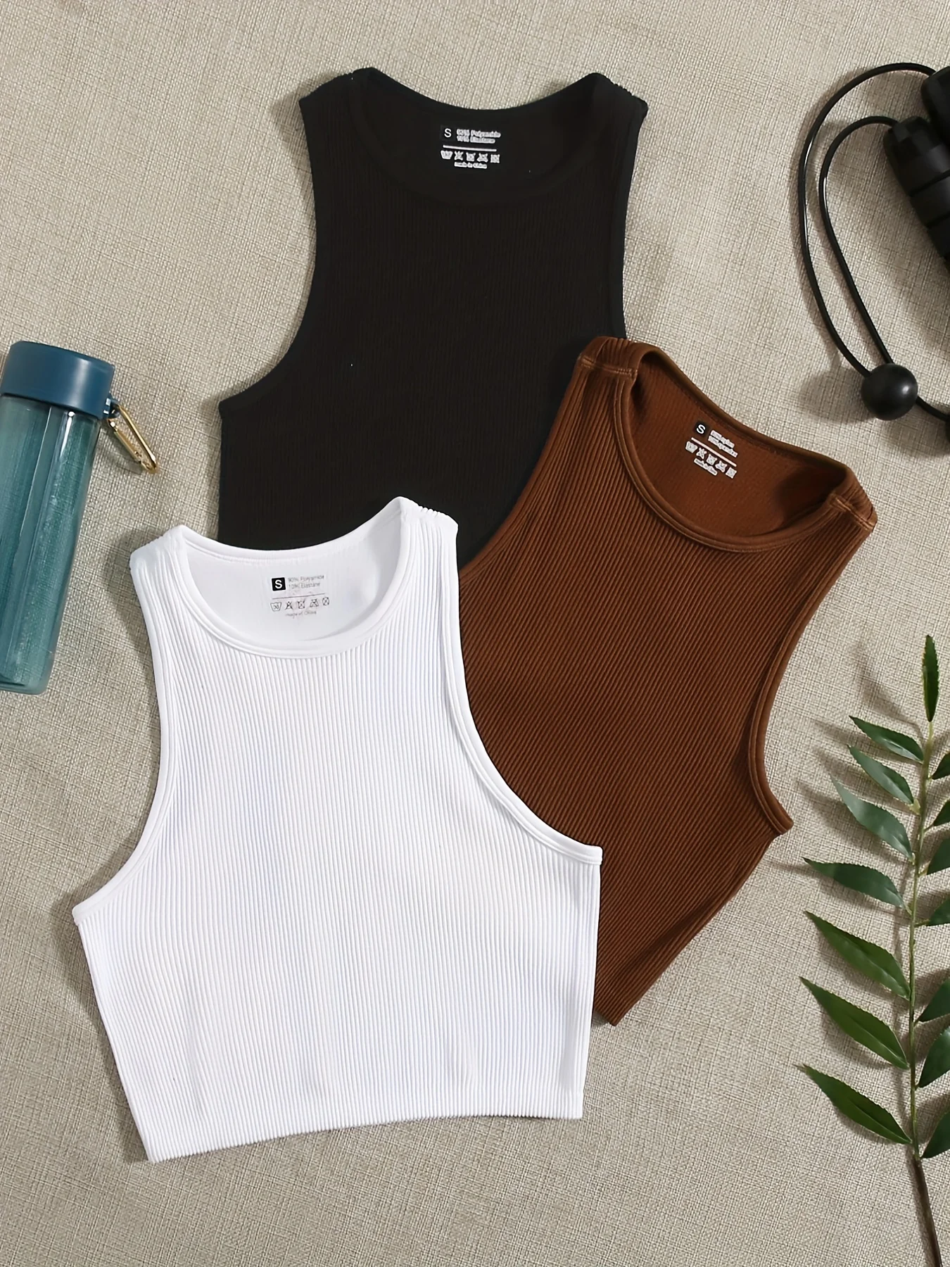

Ribbed Seamless Sports Bra Tank for Women High Neck Racerback Crop Top Workout Yoga Gym Fitness Activewear