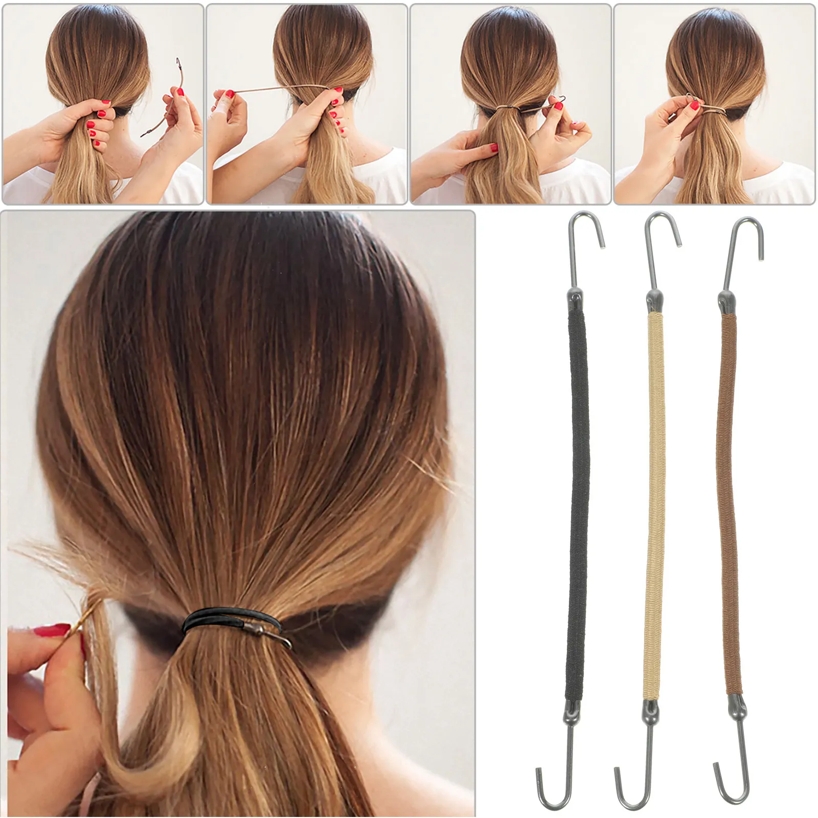 

15Pcs Ponytail Holders Hair Hooks Elastic Styling Ties for Workout Running Yoga Hiking Hair Accessories Ponytail Holders