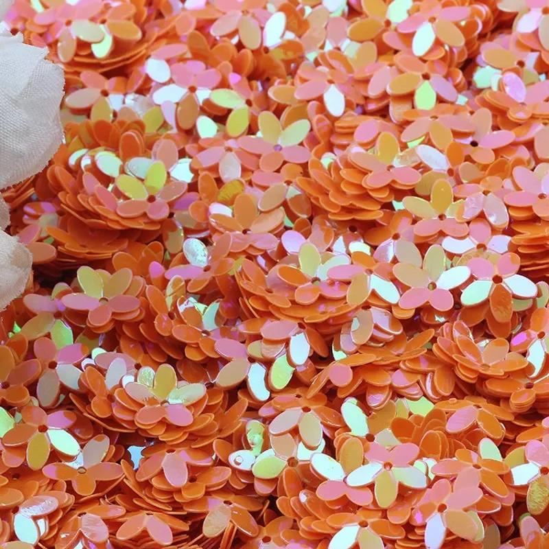 Matte White Transparent Crystal Flower Sequins, 10mm