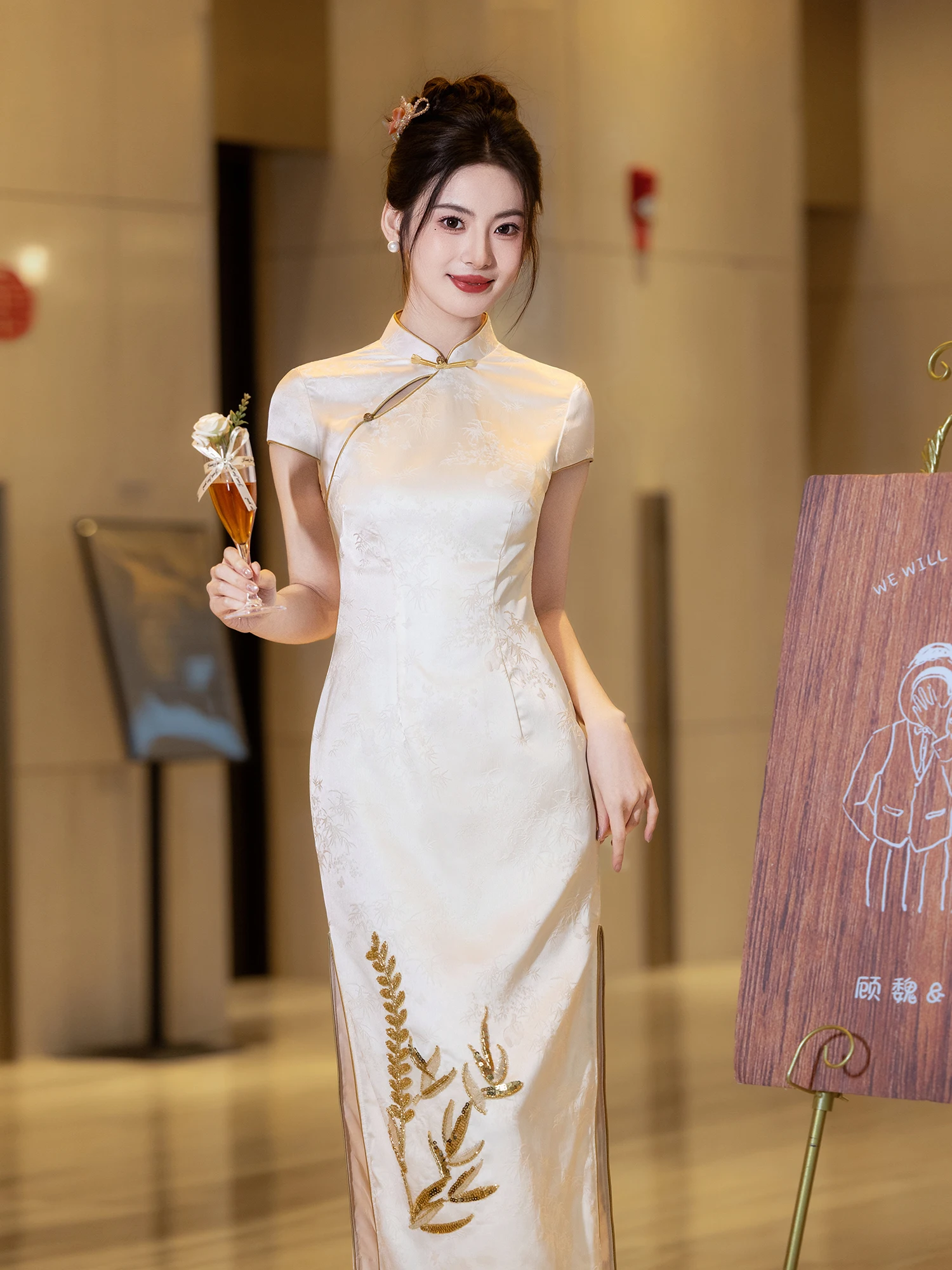 

Milk White 2026 New Style Women's Summer Wedding Dress New Chinese Style Engagement Ceremony Bride Gown Sensation