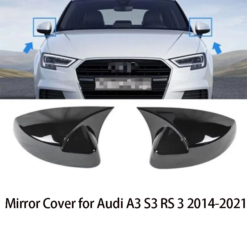 

2P Glossy Black OX Angle Mirror Cover for Audi A3 S3 RS 3 2014-2021-