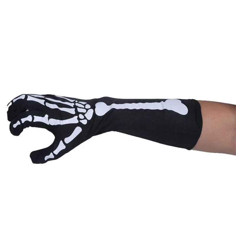 2024 Halloween White Skeleton Gloves and Skull Face Mask for Adult Horror Costume Party Scary Ghost Cosplay Dress-up Supplies