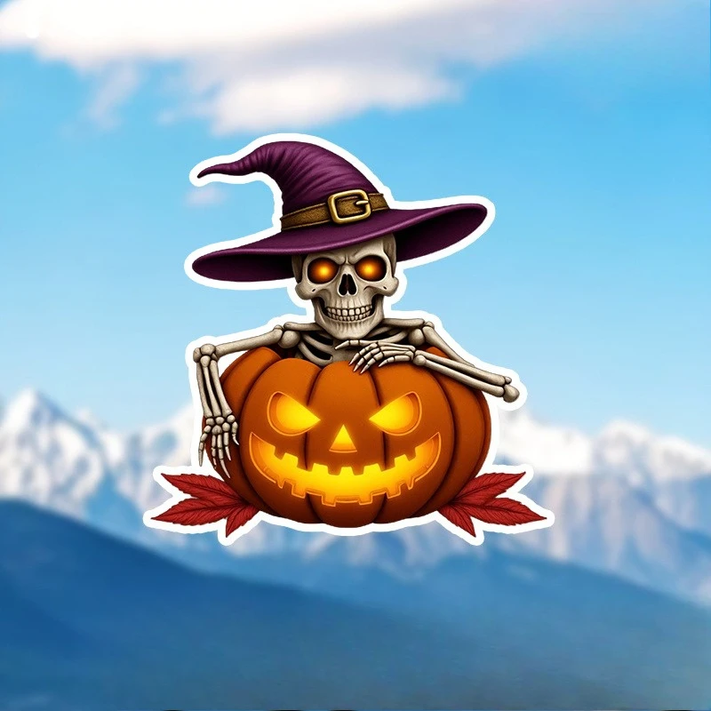 

1 шт. модная наклейка со скелетом ведьмы и тыквой, привлекательный дизайн для украшения гаджетов и аксессуаров