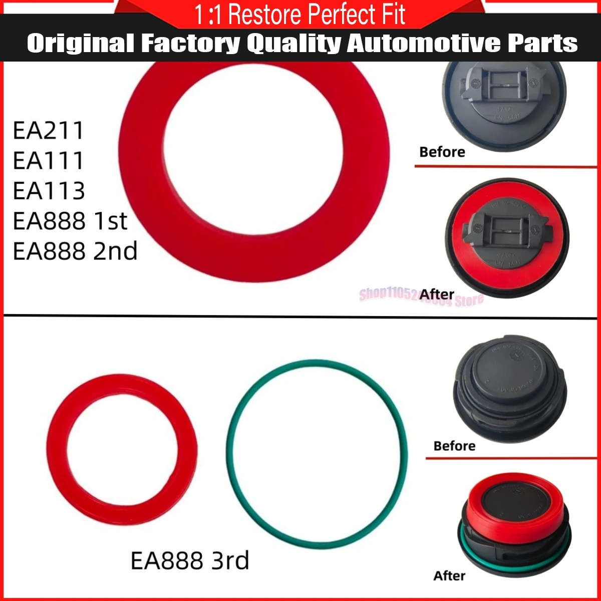 For Audi A4 A5 A6 A7 A8 A1 Q3 Q5 Q7 S4 S5 S7 VW Golf 6 7 5 4 Skoda EA888 EA211 EA111 EA113 Oil Cap Rubber Seal Gasket