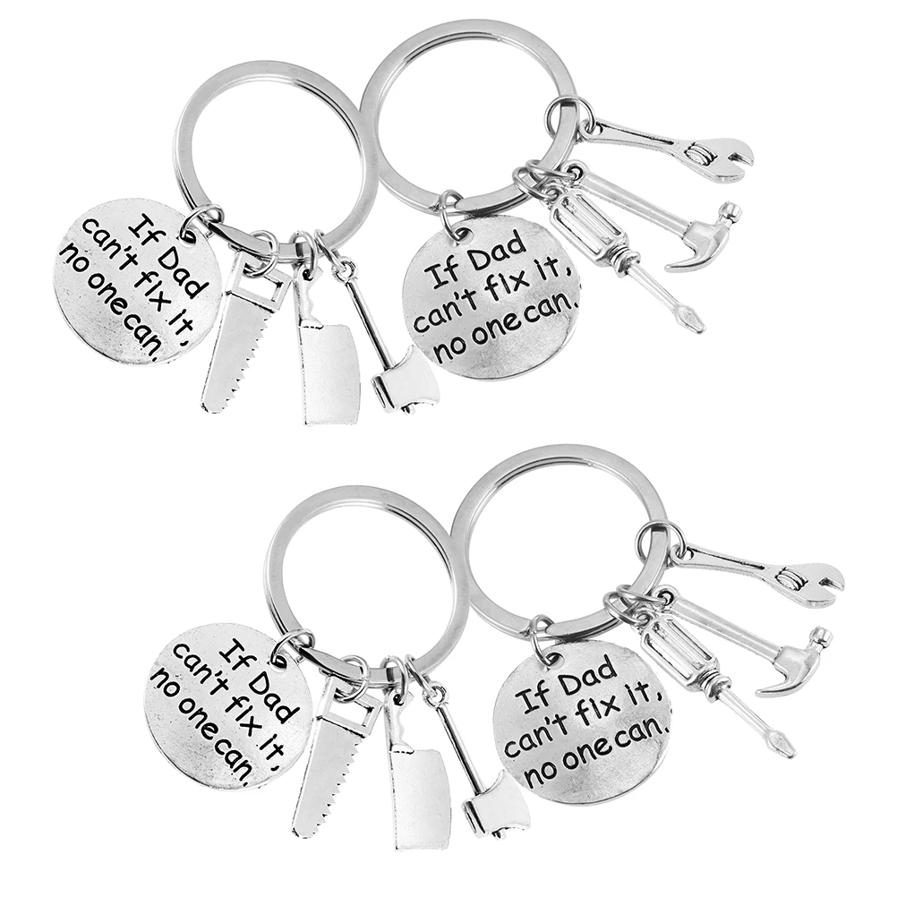 

4 Pcs Metal Keychain Stainless Steel Portable Chains Dad Gifts Meaningful Bag Ornaments Suitable For Suitcases Car Keys