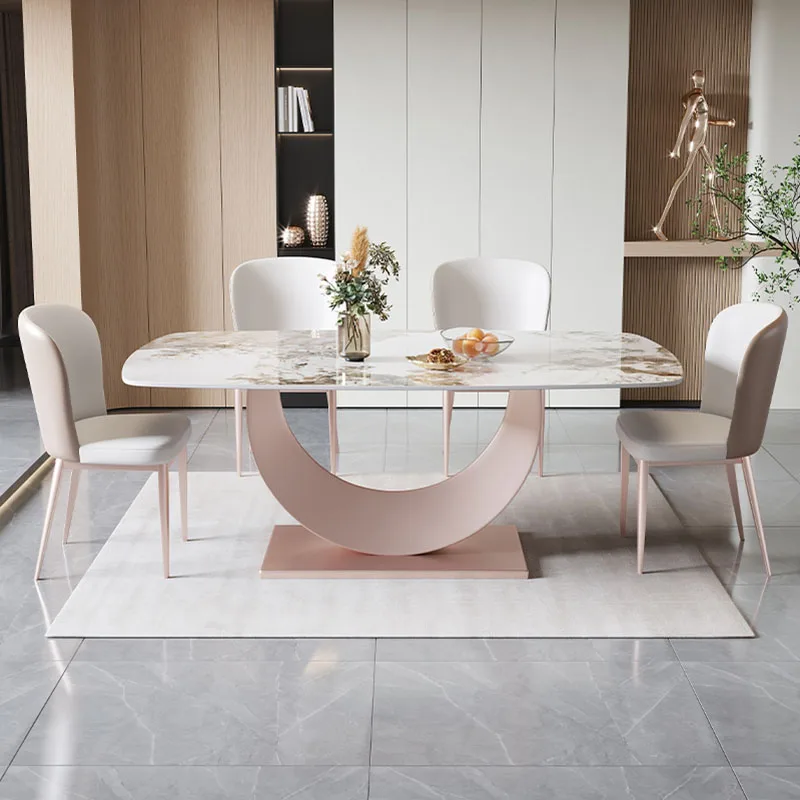 

Italy Legs Metal Dining Table Modern Rectangle Minimalist 6 Seater Dining Table Chaire Organiser Mesa De Comedor Home Furniture