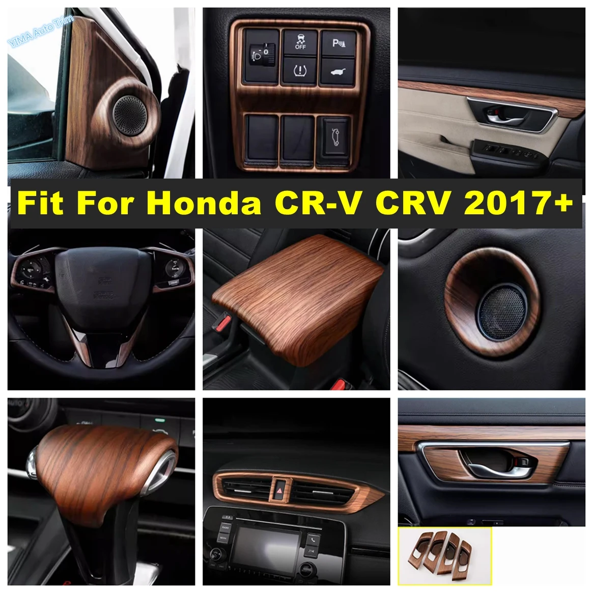 

Wood Grain Car Air AC Vent / Pillar A Speaker Tweeter / Head Lights Switch Accessories Cover Trim For Honda CR-V CRV 2017 - 2022