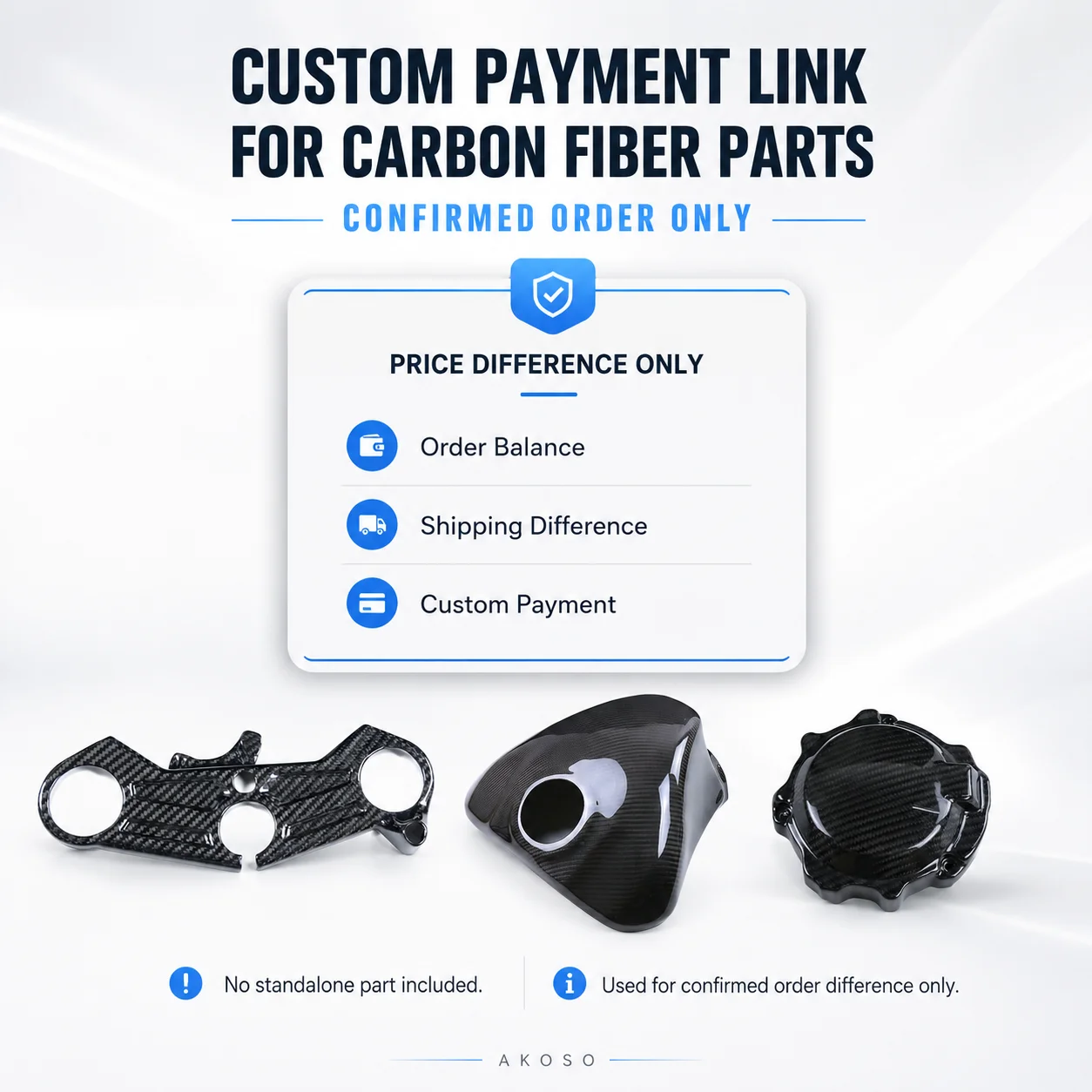 Custom Payment Difference Link for Motorcycle Carbon Fiber Parts Order Balance Shipping Fee Accessories