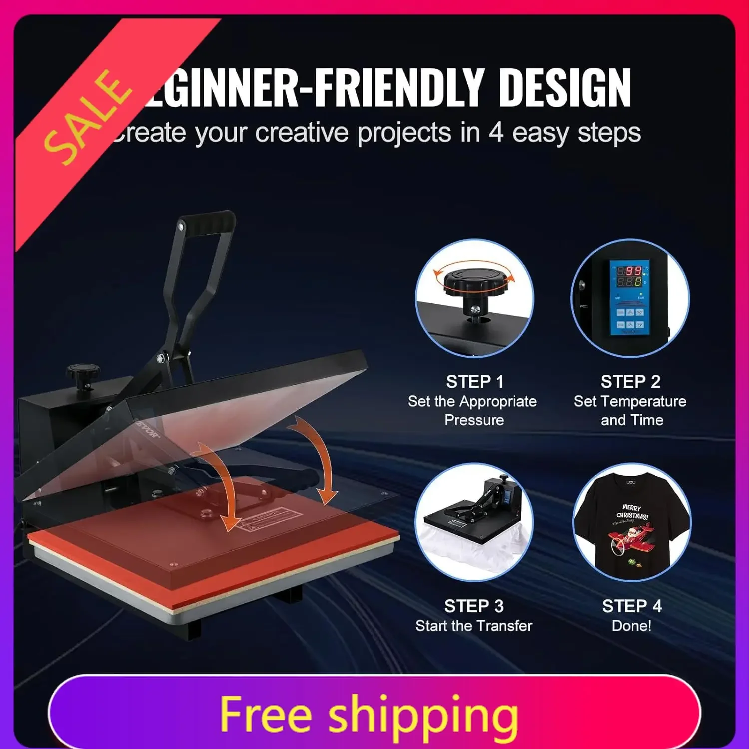 16x20 Heat Press, 1700W High Pressure Clamshell Heat Press Machine for T Shirts, Large Professional Digital Control Heat Transfe