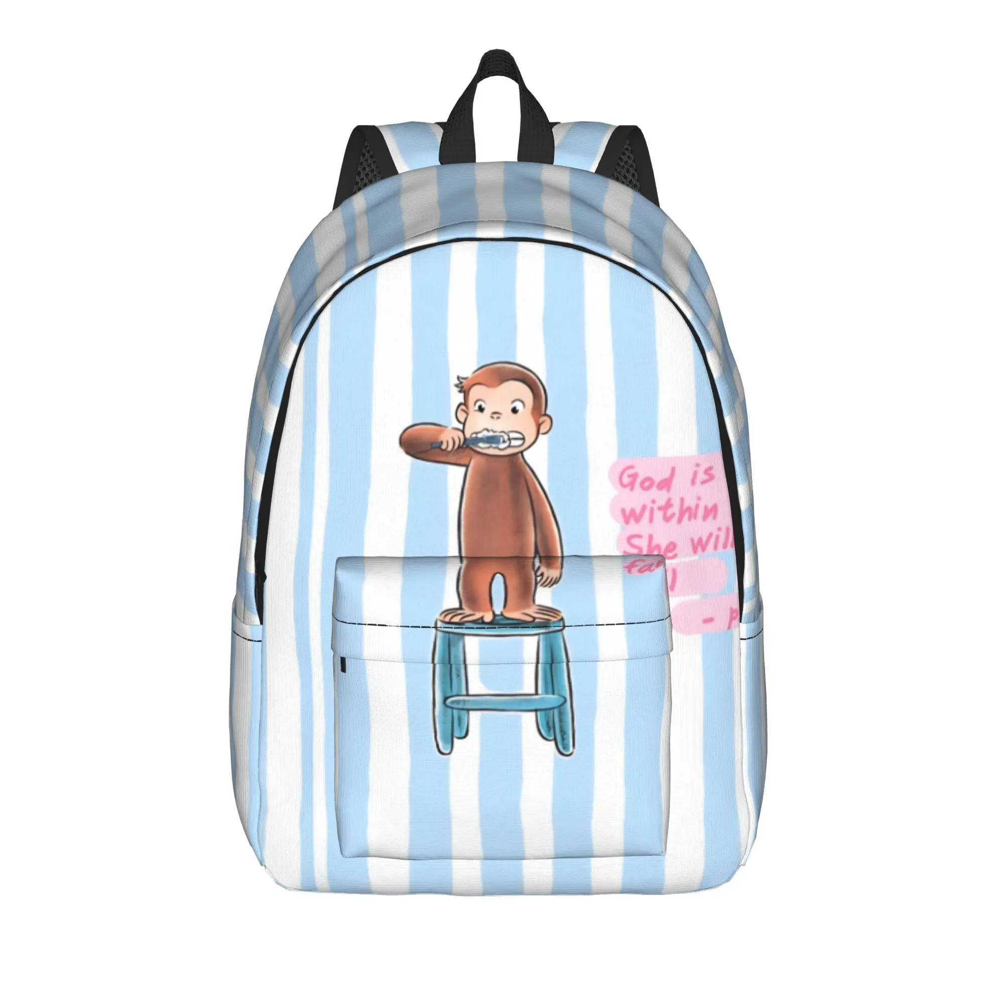 Curious George Cute Monkey Backpack for Men Women Cool Student Hiking Travel Daypack  College Canvas Bags Durable