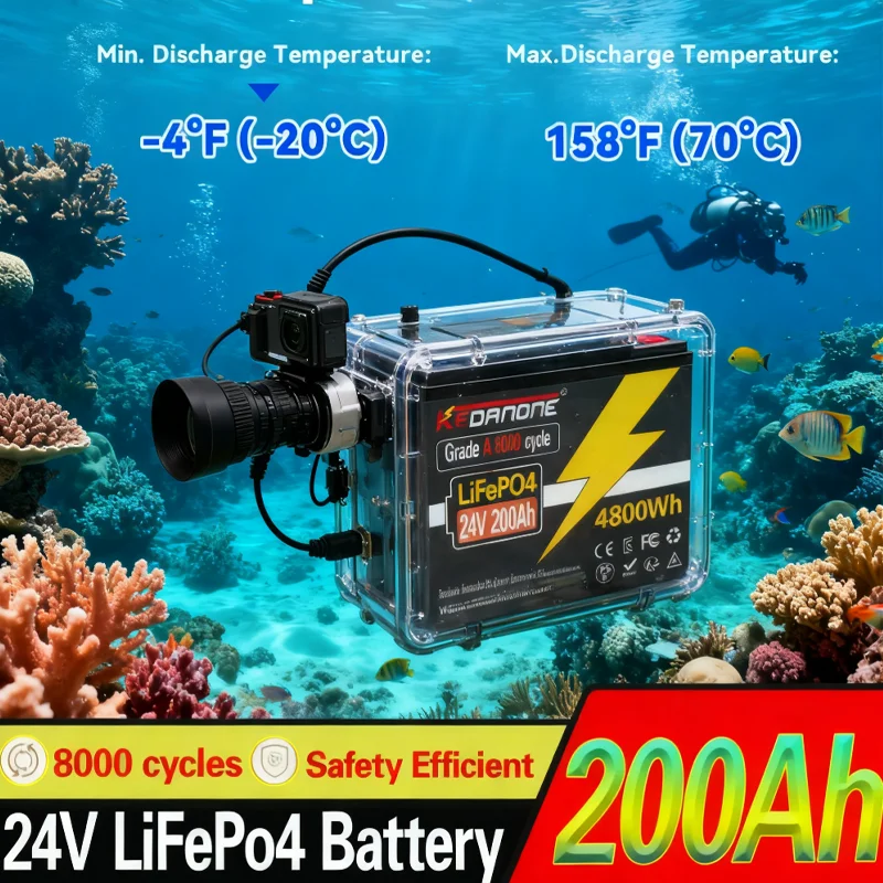 

NEW 24v 200Ah Lifepo4 Battery Pack Built-in 200A BMS 24v 100Ah 200Ah Lithium Ion Battery For Boat Solar System Tax Free