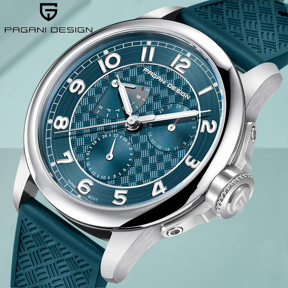 

PAGANI PD1780 Мужские часы Многофункциональные кварцевые часы с календарем недели Водонепроницаемые светящиеся часы из нержавеющей стали с лентой 1, продаются