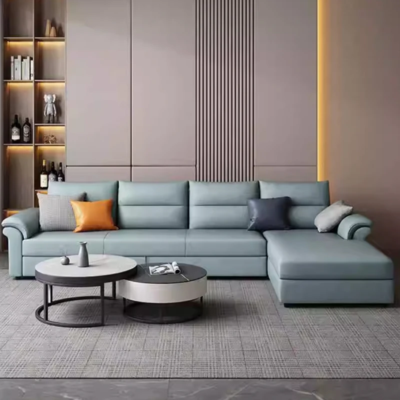 #Italian Leather Hotel Living Room Modern Extendable Cum Sofa Bed L Shape Sleeper Sofabed