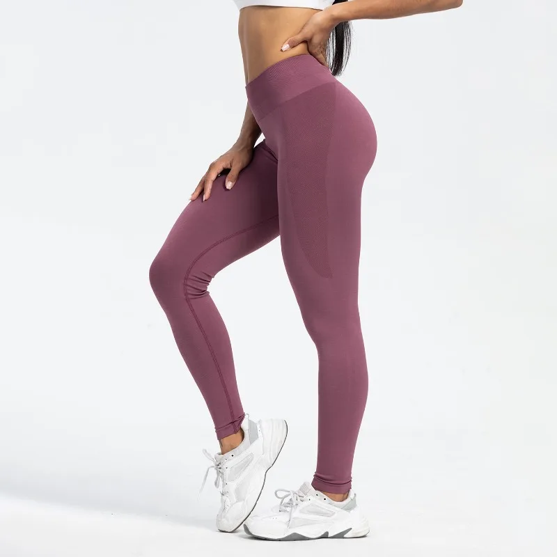 Running and Fitness Pants Seamless Hip Lifting High Waist and Abdominal Compression Peach Pants Elastic Yoga Pants for Women