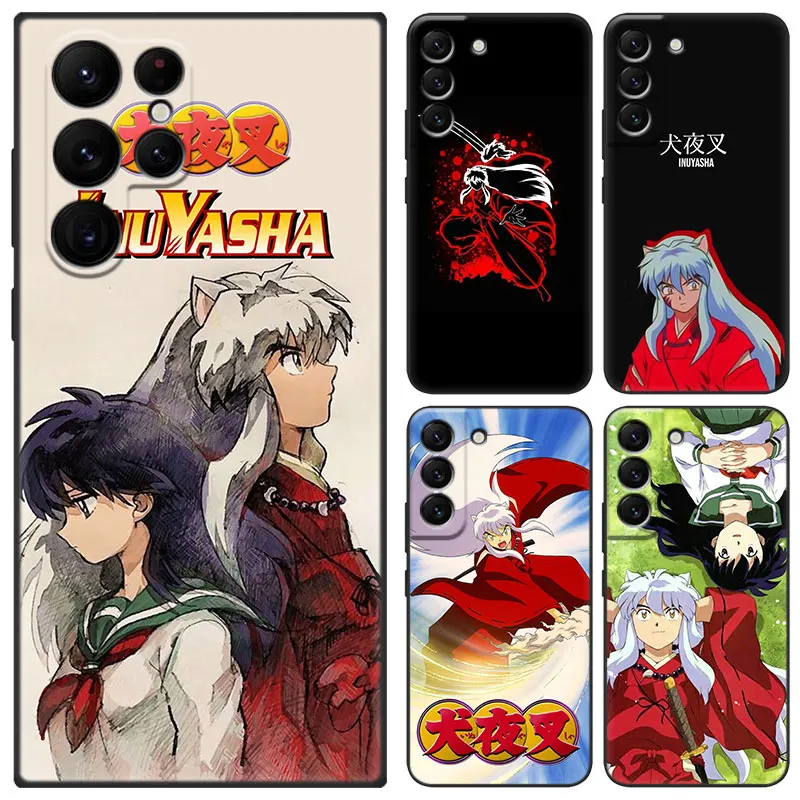 Anime Inuyasha Black Phone Case For Samsung Galaxy S23 Ultra S22 S21 Plus S20 FE A13 A14 A23 A24 A25 A33 A34 A52S A53 A54 5G