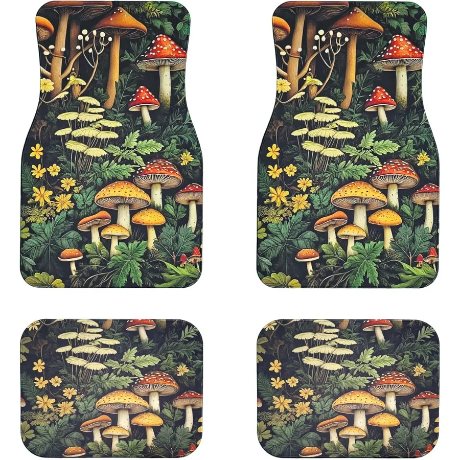 

Автомобильные коврики из художественной ткани, нескользящая резиновая подложка, передняя часть гриба, 26,8x17,3 дюйма, задние (13x17,3 дюйма), комплект, водопоглощающий, прочный, авто