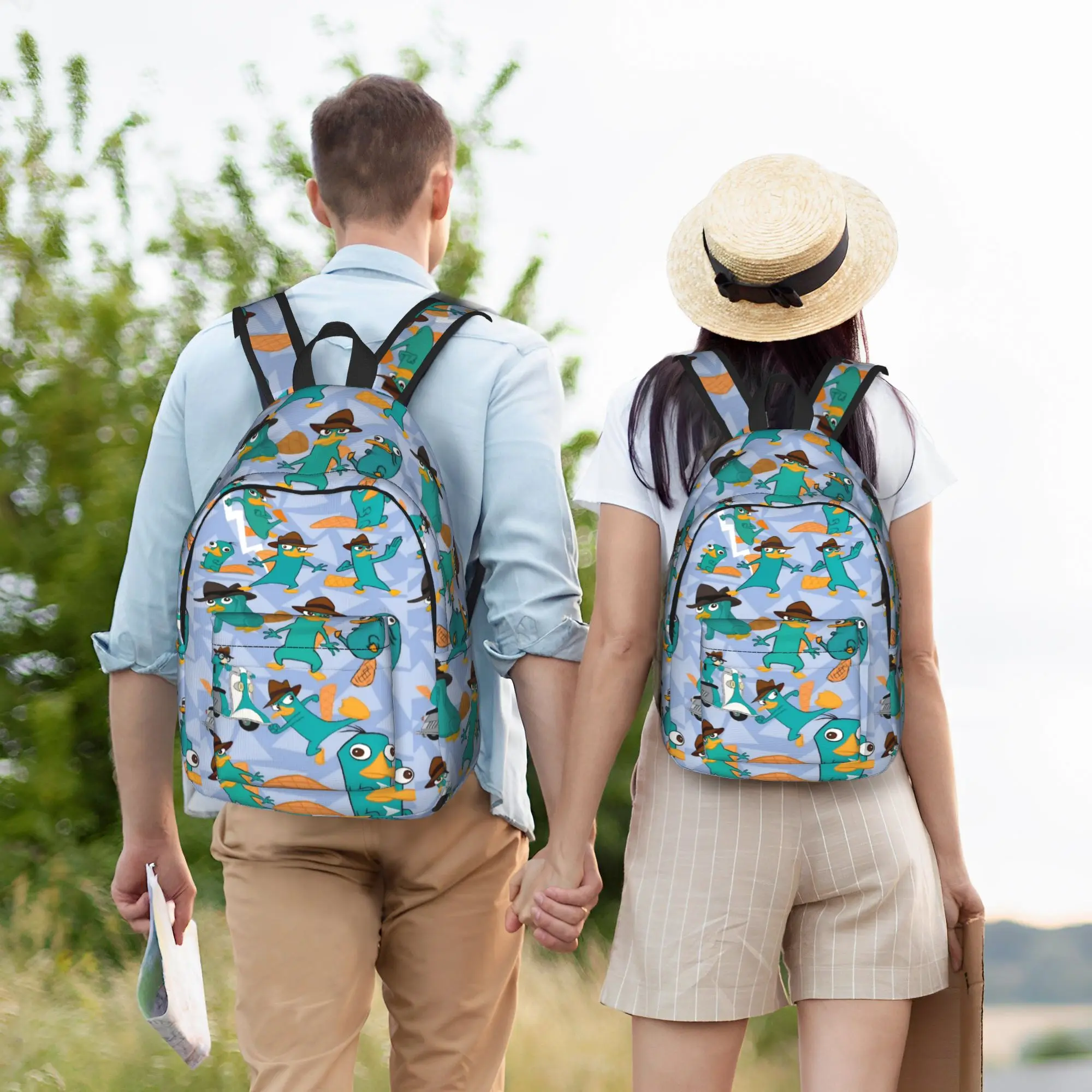 Perry The Platypus Fashion Backpack Sports High School Work Cartoon Daypack for Men Women Laptop Canvas Bags