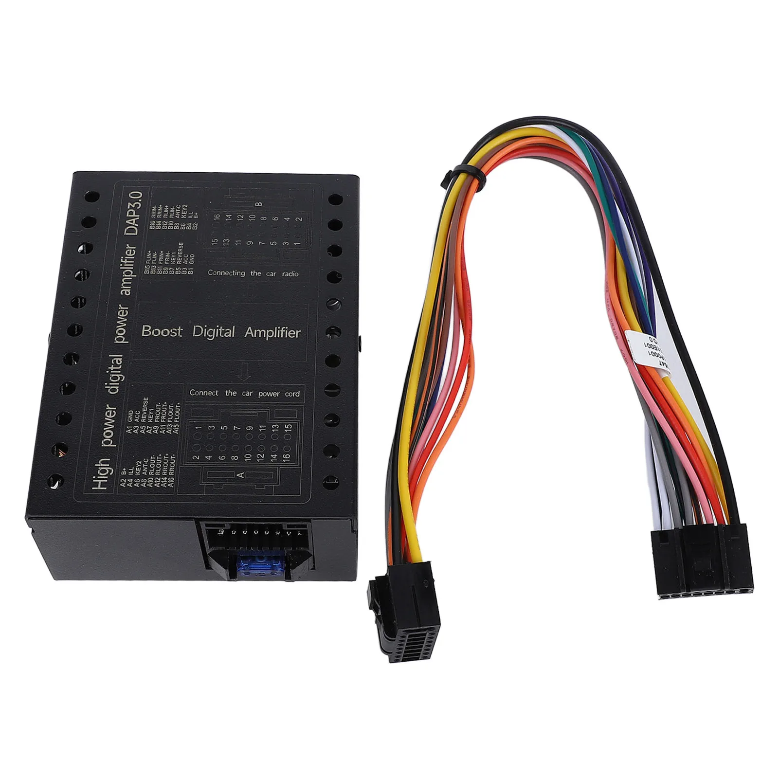 

DC12V Car Stereo Amplifier 2/4 Ohm Stable Class AB Car DSP Amplifier Box for Car Sound Systems Matte Black