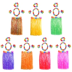 5pcs/set 30/40/60cm Hawaiian Grass Skirt For Adult and Kid's Hula Skirts Hawaiian Seaweed Dance Costume Tropical Beach Party Dec
