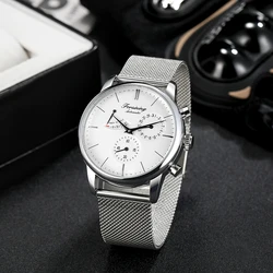 FORSINING Brand Men's Automatic Watch Luxury Power Reserve Indicator Mesh Stainless Steel Strap Wristwatch Male Clock Mechanical