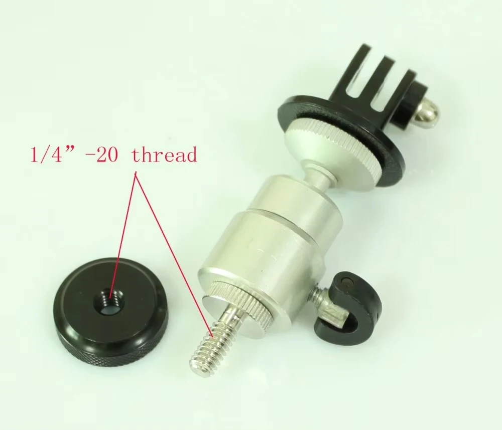 Any Camera to GoPro Adapter 1/4' Tripod Thread and adjustable nut to GoPro HERO, 1/4-20 to gopro adapter unit for Gopro