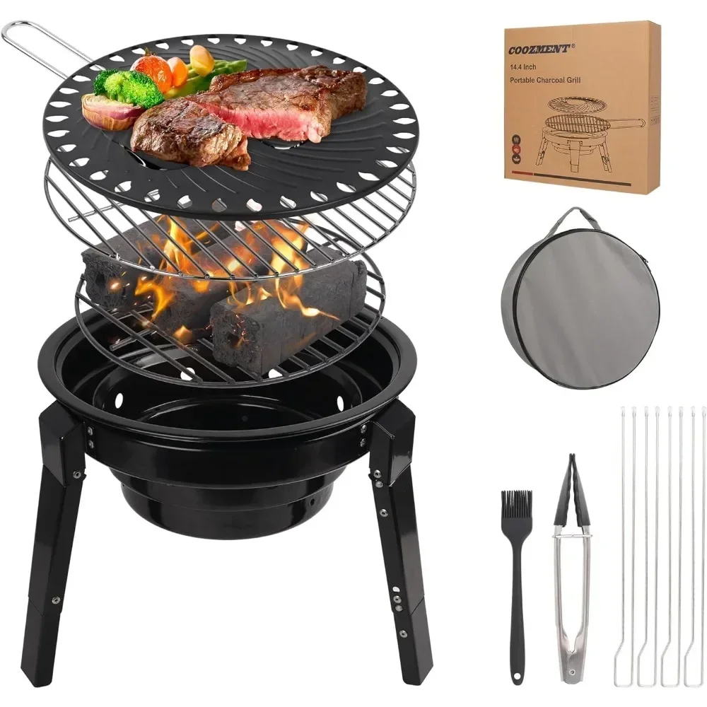 

Portable Charcoal Grill With Carry Bag, Camping Barbecue Grill, Korean BBQ Grill, for Picnic/Travel/Garden/Home/Bonfire/Party