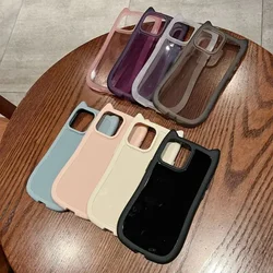 Adatto per IPhone 16 15 14 13 12 11 Pro Max Moda creativa Tinta unita Orecchie di gatto carine Custodia per telefono anticaduta in TPU macroporosa